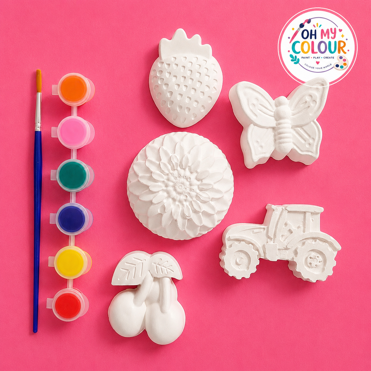 Miniature Pack of 5 Artifacts - 6 colour paints - 1 brush