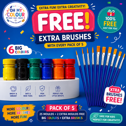 Bundle of 5 Packs - 27 Molds - 5x6 Paint Colours - 5 Brushes - FREE DELIVERY