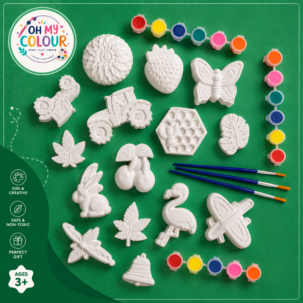 Bundle of 3 Packs - 17 Molds - 18 Paint Colours - 3 Brushes