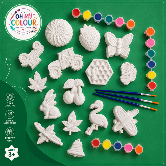 Bundle of 3 Packs - 15 Molds - 3x6 Paint Colours - 3 Brushes