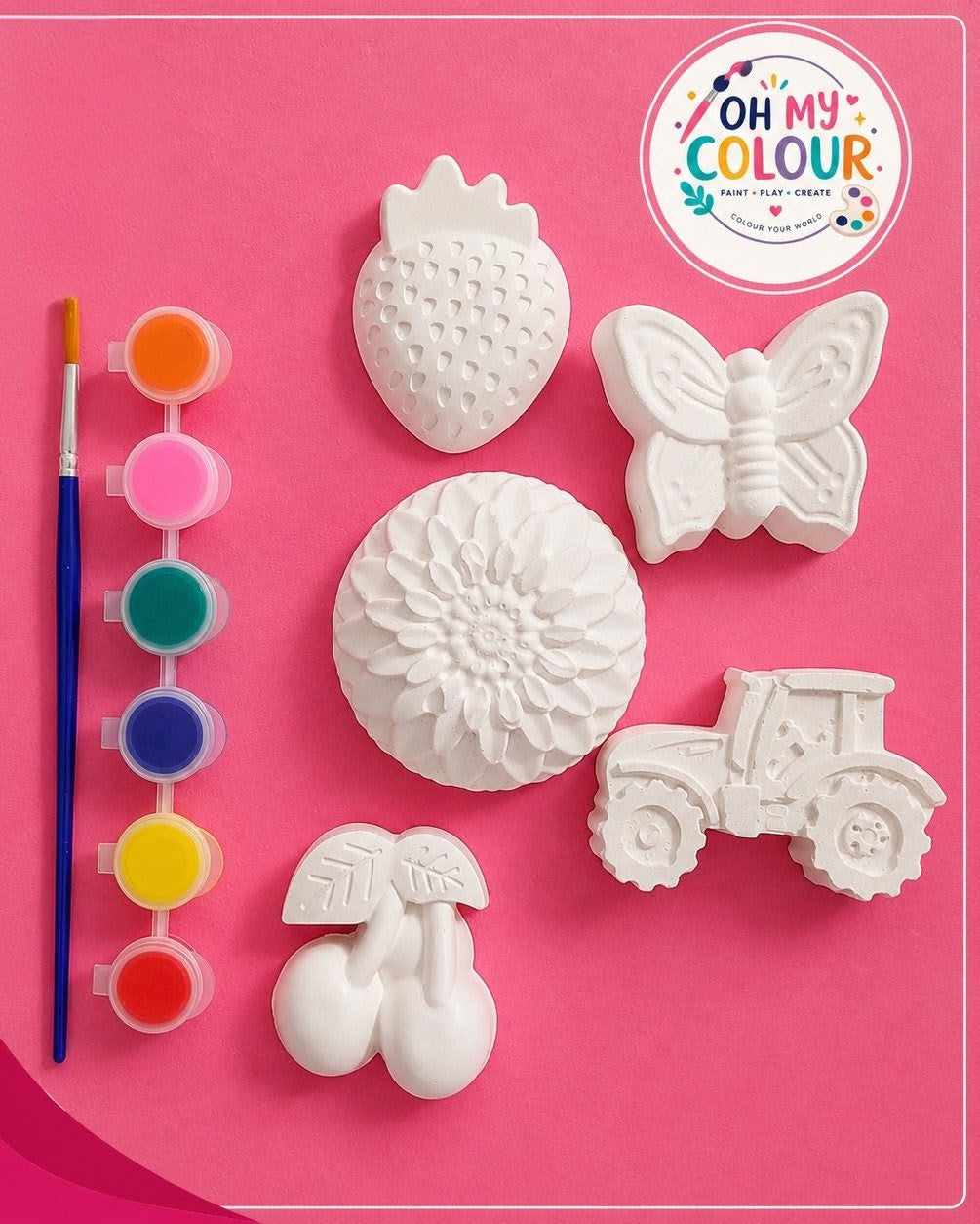 Miniature Pack of 5 Artifacts - 6 colour paints - 1 brush